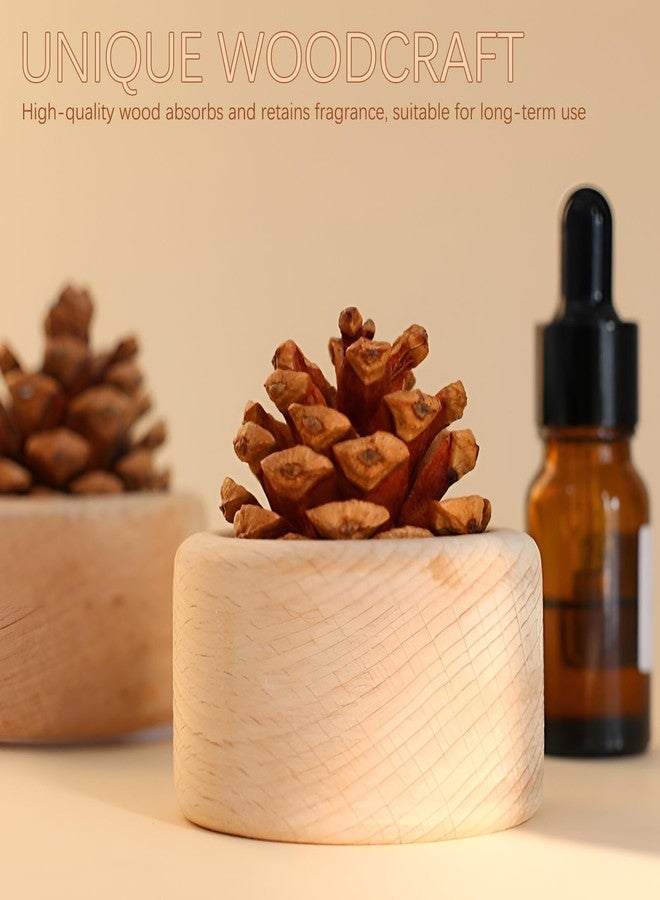 SAMIQU Wooden Essential Oil Diffuser - Beech Wood Aromatherapy Diffuser with Natural Pine Cone, Small Cylinder Passive Diffuser for Home, Office, Car, Wardrobe, Yoga Hall, and SPA - Image 5